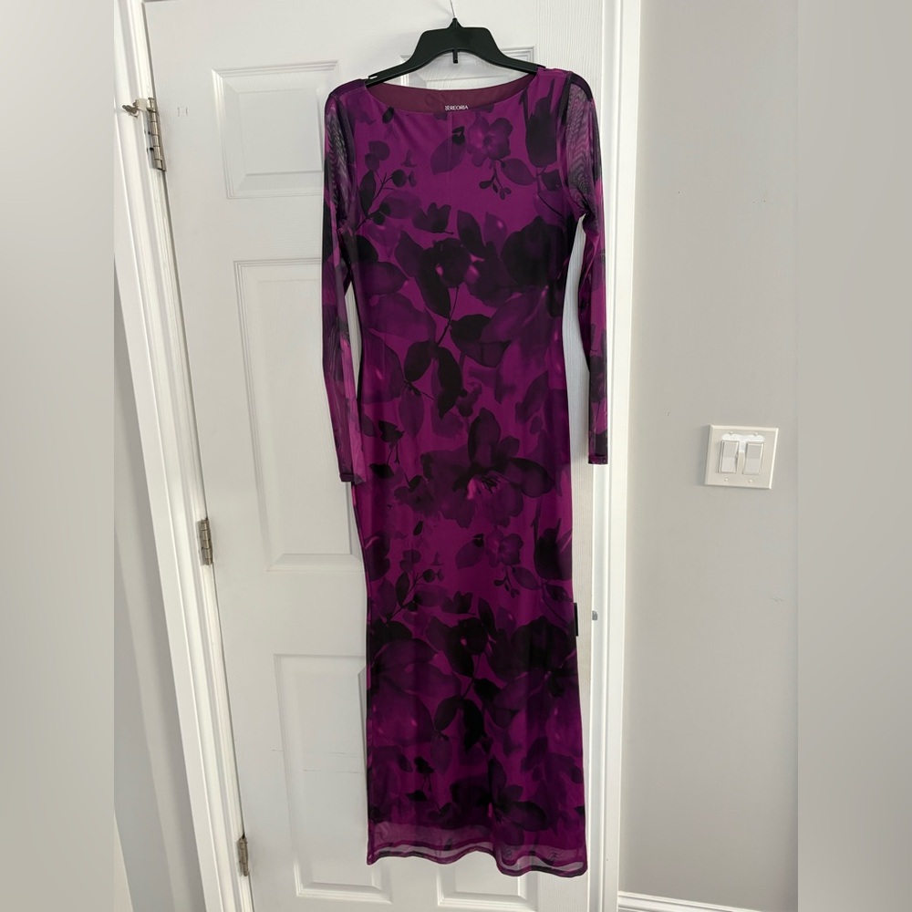 Floral Long Sleeve Purple BodyCon Dress